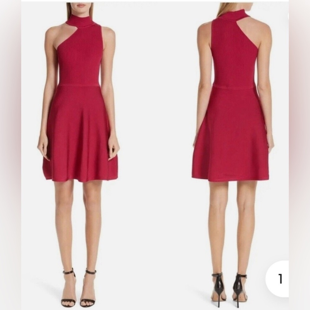 Cushnie Et Ochs Vika One Shoulder Knit Mini Dress Women’s Size XS Flare Red